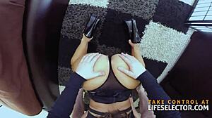 abigail mac's fan gets pov titty fuck blowjob spanking from big tits brunette