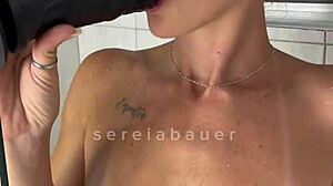 hot blonde sucks toy fucks tight pussy for husband!