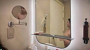 chubby asian sharinami gags on monster cock then rides it cowgirl with creampie finish