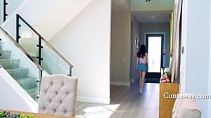 heart races watching horny teen ride stepmom's dildo while social worker questions her twisted love