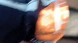 Ebony Beauty Ravaged in Garage Bushes with Cum Dripping