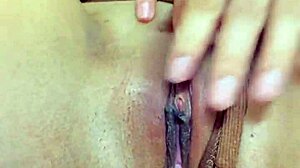 Curvy Asian stepdaughter masturbates in shorts to wet orgasm