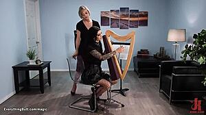 Goth teen straps busty prof for anal fisting and gaping domination