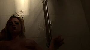 Sexy Blonde Dahlia Fingers Pussy in Naughty Shower Masturbation