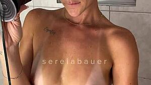 hot blonde sucks toy fucks tight pussy for husband!