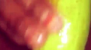 indian desibhabhi stuffs brinjal deep in shaved wet pussy while masturbating