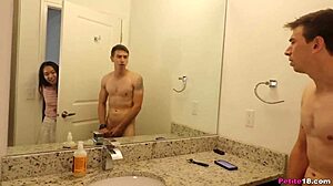 Tiny asian teen's tight hole stretches around his massive impaling cock