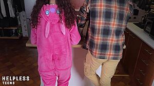 innocent petite teen stepdaughter moans as stepdad rips clothes spanks tight pussy kitchen