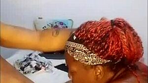 hot ebony slut unlocked swallows cum while sucking massive black cock