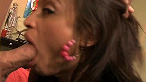 Renna ryann spreads shaved pussy for pov deepthroat then rides monster cock doggystyle to facial