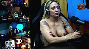 bruna lambertini GETS NAKED fast on podcast ruan drools over her BIG TITS in sheer red