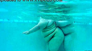 Lexxxi Luxe and her busty BBW friend play underwater in pool