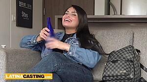 colombian bbw with amazing tits endures rough face fucking and pussy stretching in homemade casting