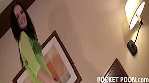 Brunette In Fishnets Pantyhose Stockings Toys Her Tight Twat Masturbating Sensually