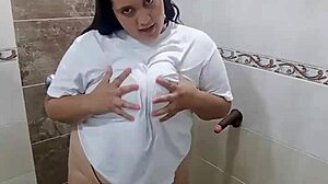 Masturbating in Bathroom Wearing Stepbrother Shirt