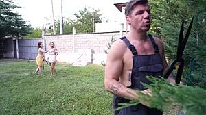 damn that daring gardener sneaks peeks at hot teen daughters...