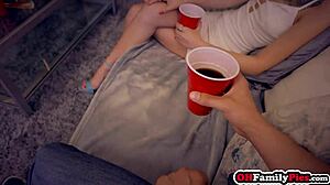 Drunk Horny Blonde Teen Kiara Cole Sucks and Fucks Stepsis Style Hard!