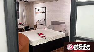 agatha caught stepson spying then fucked his young cock hard