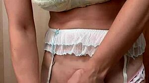 check out this sexy bloomer maid with bunny anal plug and pierced nipple lingerie