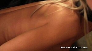 blonde mistress bends european slave over spanking her ass and fingering pussy