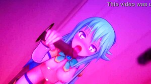 konosuba aqua kneels for throbbing gloryhole cocks