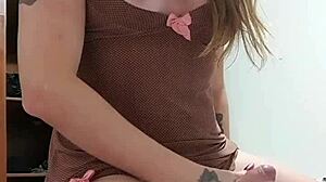 Julianna prado shemale crossdresses strokes huge cock in lingerie solo