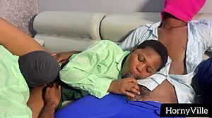 after school these horny ebony students jump into bisexual group missionary fuck