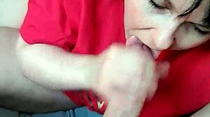 early morning milf wakes with fat handjob on monster cock leading to deepthroat cum in mouth blowjob