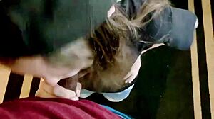 lesbian roommate pays rent slurping huge cock like a desperate slut... wild