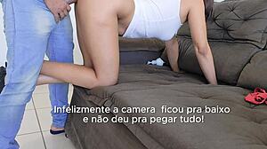 damn my hot wife arches her big ass for hubby's cock in mother-in-law's apt cumshot flooding her pussy