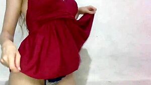 Damn, naughty blonde teen teases pussy!