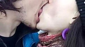 Lesbians lock lips in cum-soaked kissing frenzy with throbbing cocks nearby