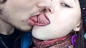 Lesbians lock lips in cum-soaked kissing frenzy with throbbing cocks nearby