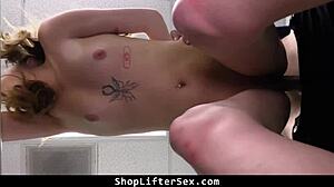 Birthday shoplifter teen caught and fucked rough by cop!