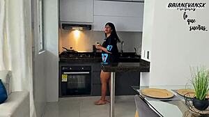 fitness amazon sayafit with huge ass and tits fucks hard on couch by brian evansx