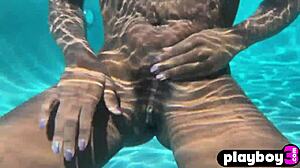 hot black babe ana foxxx poses sexy by pool then masturbates 😍💦