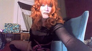 whoa sexy redhead tranny ms head deepthroats her thick 8 inch vibrating dildo