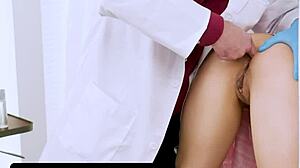 Perv doctor fingers asian patient's tight shaved asshole hospital