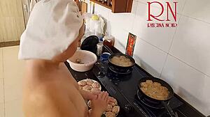 nudist housewife regina noir cooks naked in kitchen like a maid