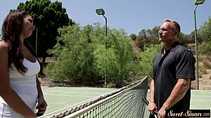 after tennis curvy stepteen 18+ strips and bounces her natural tits on thick cock in erotic roleplay