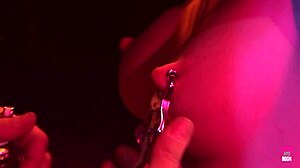 two strict mistresses in heels and stockings toy and humiliate brunette slave till orgasm