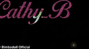 Bimbodoll with big tits and blue eyes takes double penetration from two Italian monster cocks outdoors in sauna