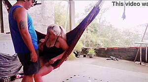 wanna see me cum straight in blonde milf's gaping mouth outdoors?