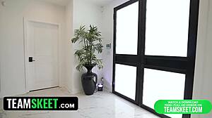 Petite babysitter caught agrees to boss big cock blowjob