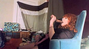 whoa sexy redhead tranny ms head deepthroats her thick 8 inch vibrating dildo