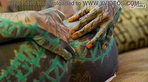 skinny tattoo slut gaps her asshole wide with huge xl dildo in fishnets and heels