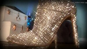 hey slave stare at my sparkle boots legs fishnets goddess domination ass worship bdsm