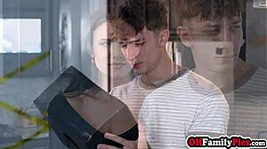 Bang! Halloween surprise unboxes horny stepsis Sky's big tits fuck