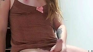 Julianna prado shemale crossdresses strokes huge cock in lingerie solo