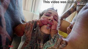 slut gapes asshole on monster cocks in 3-on-1 dp dap rough anal hardcore